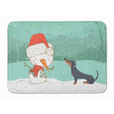 Carolines Treasures Black Tan Dachshund Snowman Christmas Machine Washable Memory Foam Mat CK2083RUG